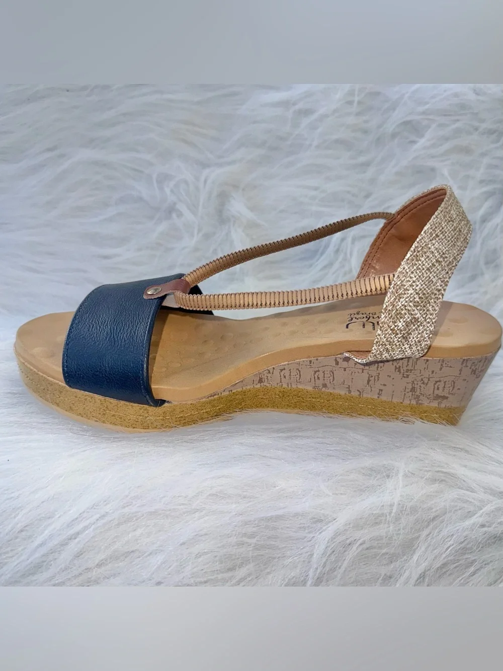Malu Super Comfort Navy Wedge Sandals Made in Brazil – Women’s 7 NWOT